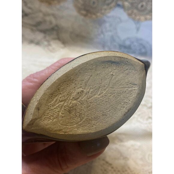 Vintage Handcrafted Ceramic Vase Signed Blue Glaze Small Decorative Pottery for - Picture 6 of 6